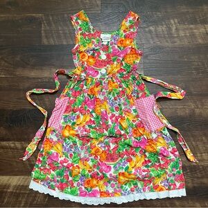 Vintage Bonnie Jean beautiful watercolor colorful fruit dress picnic party 12